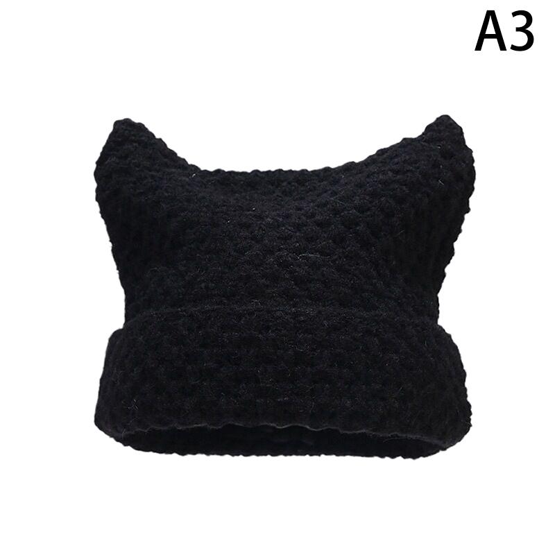 Product Introduction of New Japanese Streetwear Harajuku Beanie Little Devil Striped Knitted Hat Women Girls Autumn Winter Cute Cat Ears Cap 25