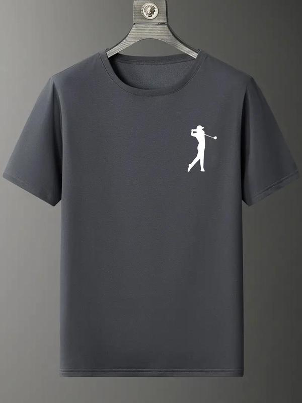 Men's Figure Print Round Neck Tee, Casual Regular Fit Short Sleeve T-shirt for Summer, Fashion Men's Top for Daily Wear 2