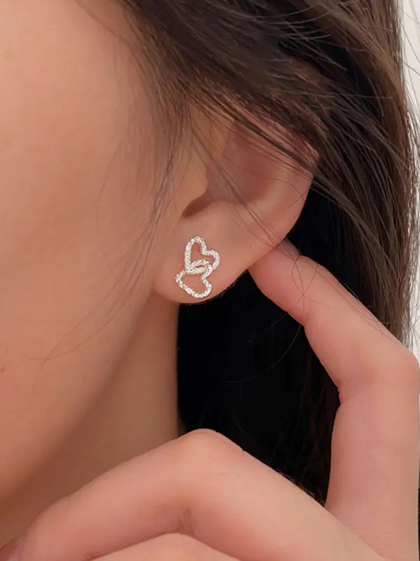Heart Design Stud Earrings, Fashionable Textured Earrings for Women for Party, Daily Clothing Decor, Trendy All-match & Exquisite Jewelry for Birthday Gift 0