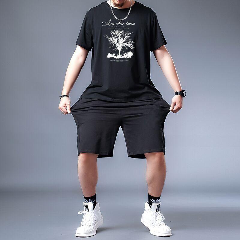 Product Introduction of Summer Short Sleeve Shorts Casual Running Sports Suit Men's Loose plus Size plus Size Men's Suit Overweight Man 10
