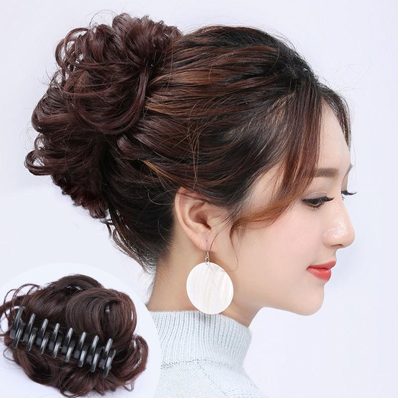 Kẹp búi, kẹp Tóc Giả Xoăn Ngắn Bồng Bềnh Xinh Xắn Cho Nữ Búi tóc giả cho nữ, tóc búi xoăn, búi tròn Wig kepto cduoingua vàng bạch kim Kim Tuyến tóc giả