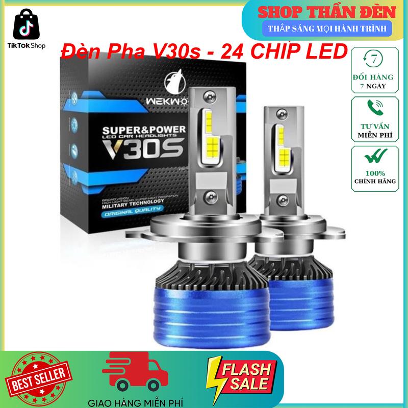 Đèn Pha LED V30s H4 Siêu Sáng với 24 CHIPLED Lắp Đặt Như Zin Ô tô, Xe Máy ( Giá 1 Bóng ) Đèn Pha Phụ Tùng, Titan, Led, Dochoixemay, sirius, ex, win, ledbicau,denled,bicausieusang