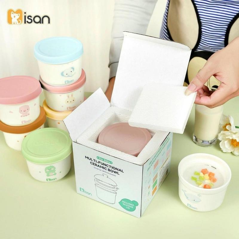 Hũ sứ 250ml cho bé ăn dặm Misan, an toàn trữ đông và hấp cách thủy, đi kèm 2 nắp tiện lợi. 5