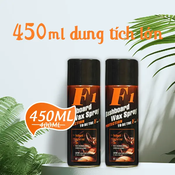 【Mua 1 tặng 1】Chai xịt tái tạo nhựa xe hơi và xe máy F1 450ml, tặng kèm khăn màu xám vàng kích thước 30x30 1