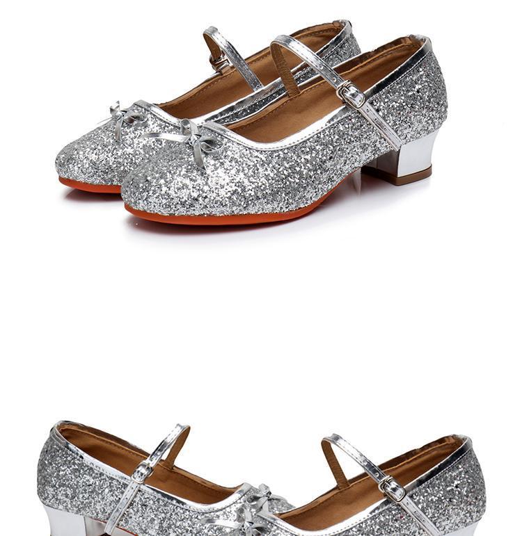Product Introduction of Autumn and Winter Children Girls Latin Dance Shoes Children Girls Soft Bottom Dance Shoes High Heel Princess Performance Beginner Just Nam 26
