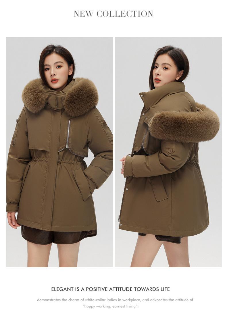 Product Introduction of Fashion Big Fur Collar down Cotton-Padded Jacket Women's Short 2023 New Winter Clothes Small Workwear Thickened Parka Cotton-Padded Jacket 30