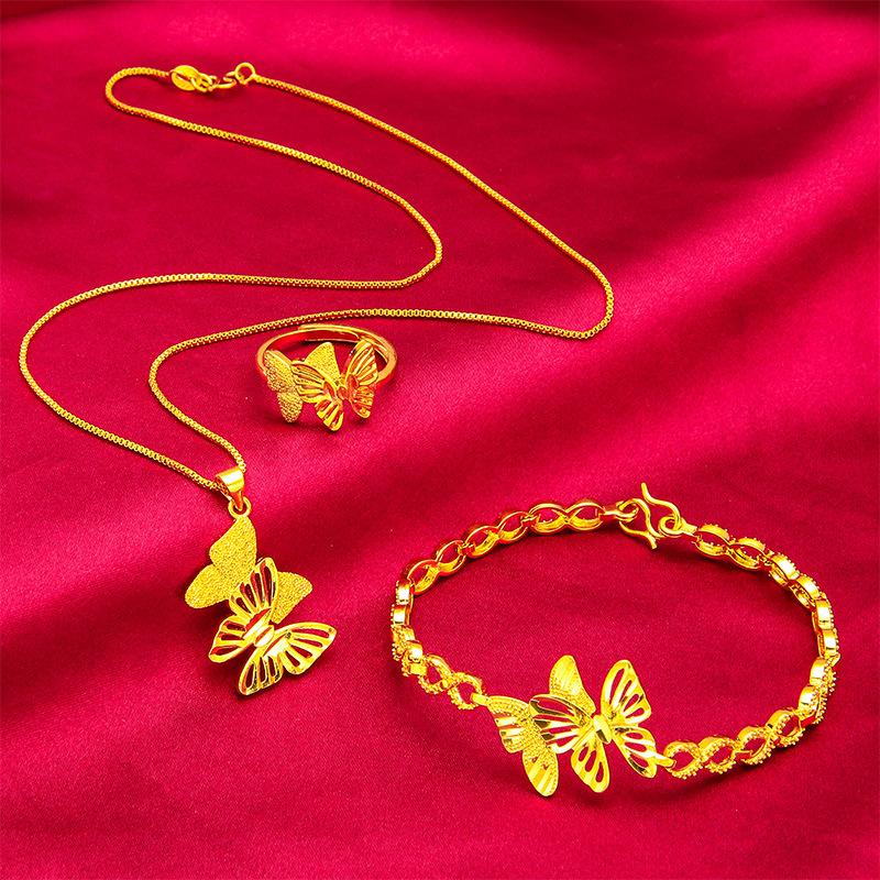 Bộ Vòng Cổ Vòng Tay Thắt Nơ, Dành Cho Nữ, Có Nhẫn, Thích Hợp Cho Đám Cưới, Phụ Kiện Trang Sức, Vòng Tay Và Vòng Cổ Bướm, Hàng Mới Về 1