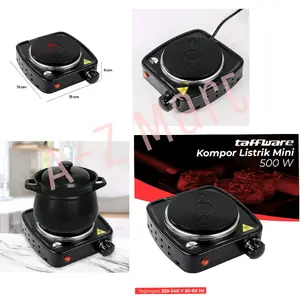 taffware mini kompor listrik portable ergonomis warna random hitam atau putih