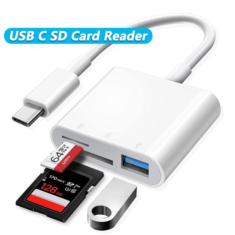 Đầu đọc thẻ nhớ SD TF USB 3 IN 1  cho macbook điện thoại Android Type-C  Samsung, Xiaomi, OPPO, Huawei, máy tính bảng