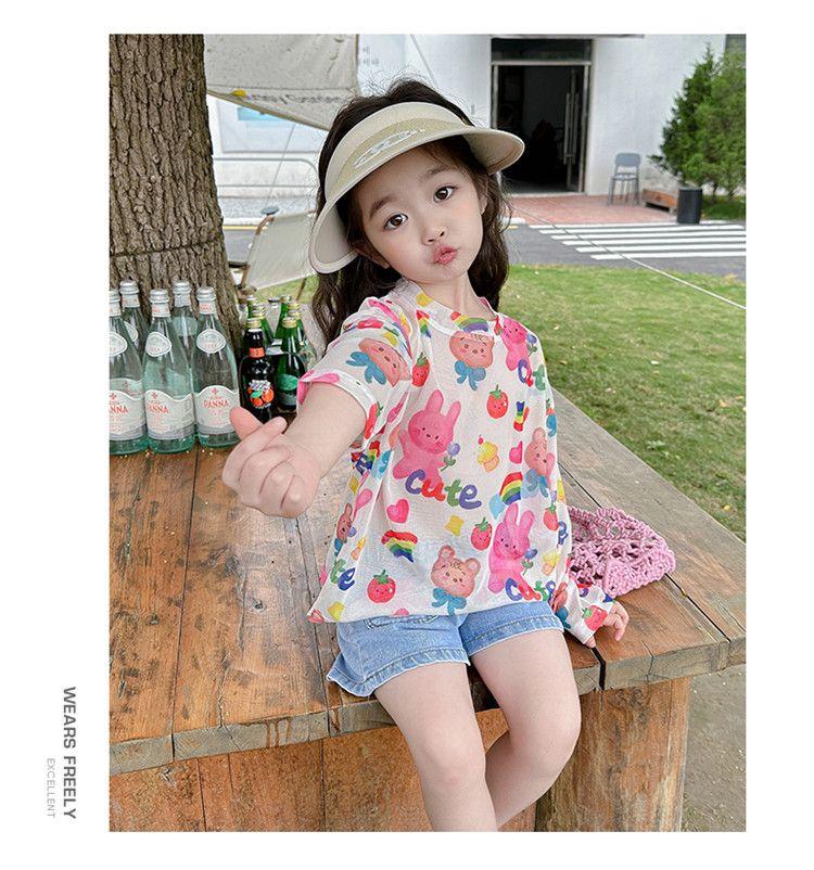 Product Introduction of Áo Thun Dài Tay Chống Nắng Lụa Lạnh Hình Dâu Tây Mùa Hè, Cho Bé Gái, Áo Sơ Mi Cơ Sở Mỏng Sành Điệu, Thích Hợp Cho Bé Gái, Áo Thun Ngầu Mùa Hè Cho Trẻ Em 16