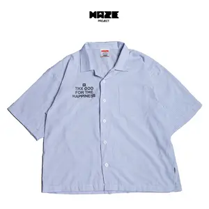 KEMEJA BOXY STRIPE - THX GOD FOR THE HAPPINESS