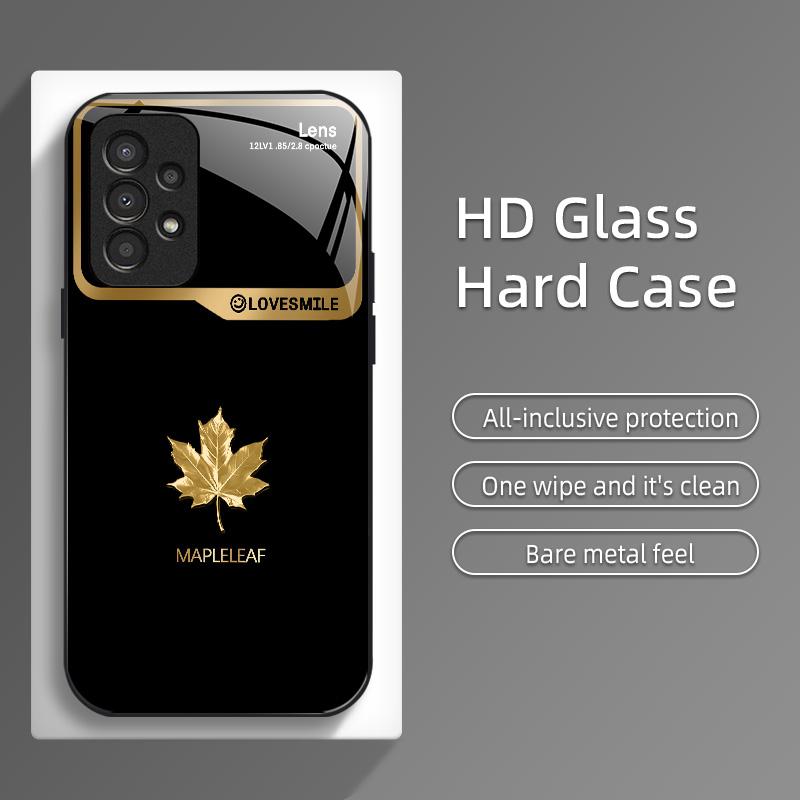 Ốp Điện Thoại Di Động Kính Cường Lực Tùy Chỉnh Thiết Kế Lá Phong Cao Cấp Thích Hợp Cho Galaxy A52s 5G, Giá Cả Phải Chăng, Chống Sốc Hoàn Toàn, Chống Mài Mòn, Bền, HP