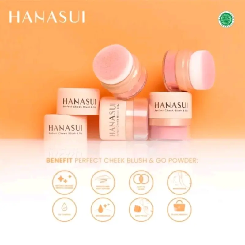 HANASUI PERFECT CHEEK BLUSH & GO POWDER 2.5 gr Bedak Perona Peach Wajah Pewarna  Lasting Compact Kering 1