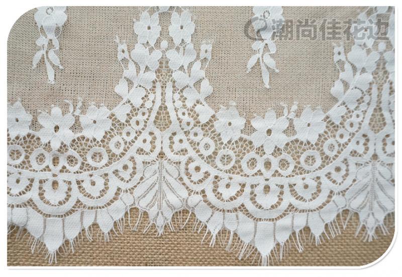 Product Introduction of 34cm Hot Selling Lace Eyelash Lace Clothing Accessories Lace Factory in Stock Wave Lace Embroidery Edge 25