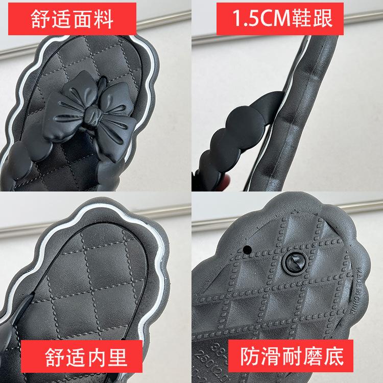Product Introduction of Summer lace slippers, flip flops, fairy style, sweet and elegant, wearing bow shaped flip flops on the beach, cool slippers Walking Shoes Footwear Women Girl Shoes Comfort Sandal Decor Weight 3