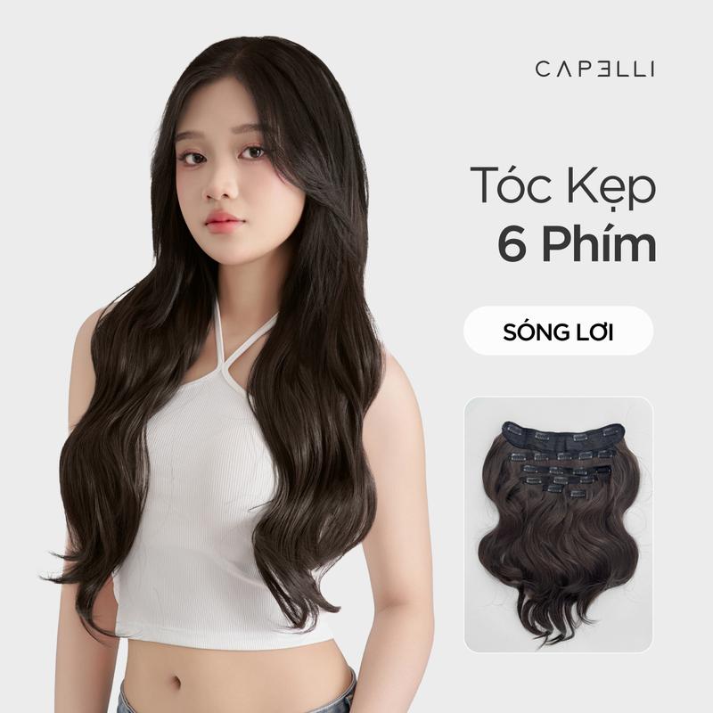 Bộ Tóc Kẹp 6 Phím CAPELLI Xoăn Sóng Layer Loose Perm 40-50cm