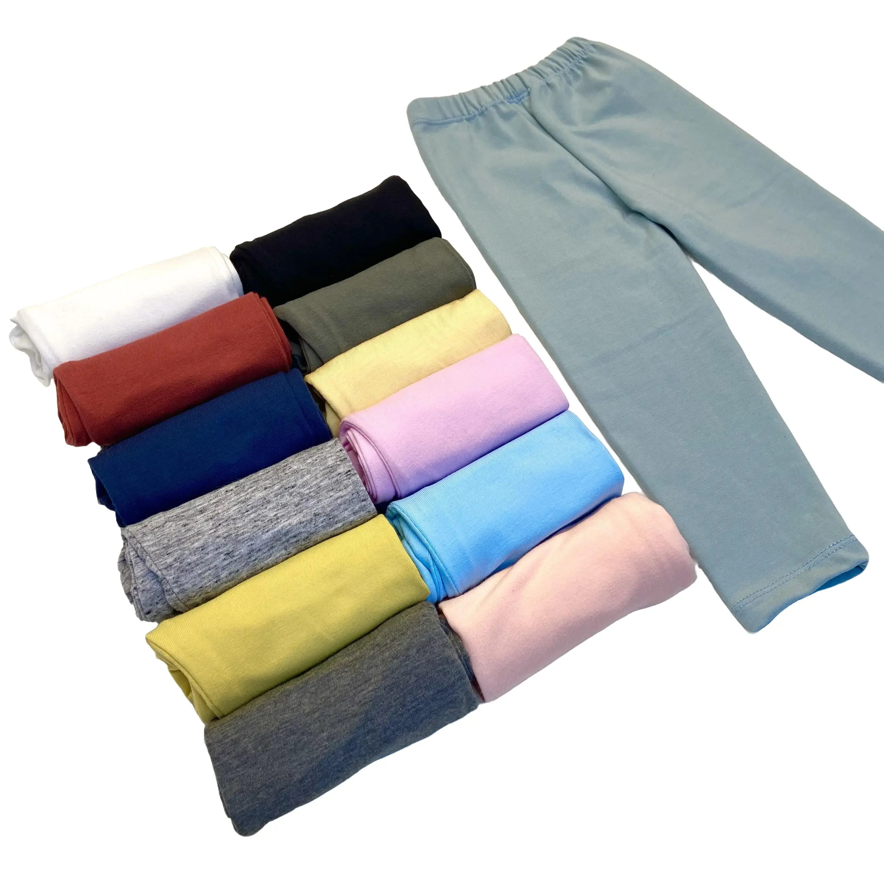 Bambino Kidswear - Legging Anak Perempuan Super Nyaman Bahan Cotton Usia 1 - 8 Tahun Putih Pink Hitam Abu Biru Kuning  Combed Bunda Katun