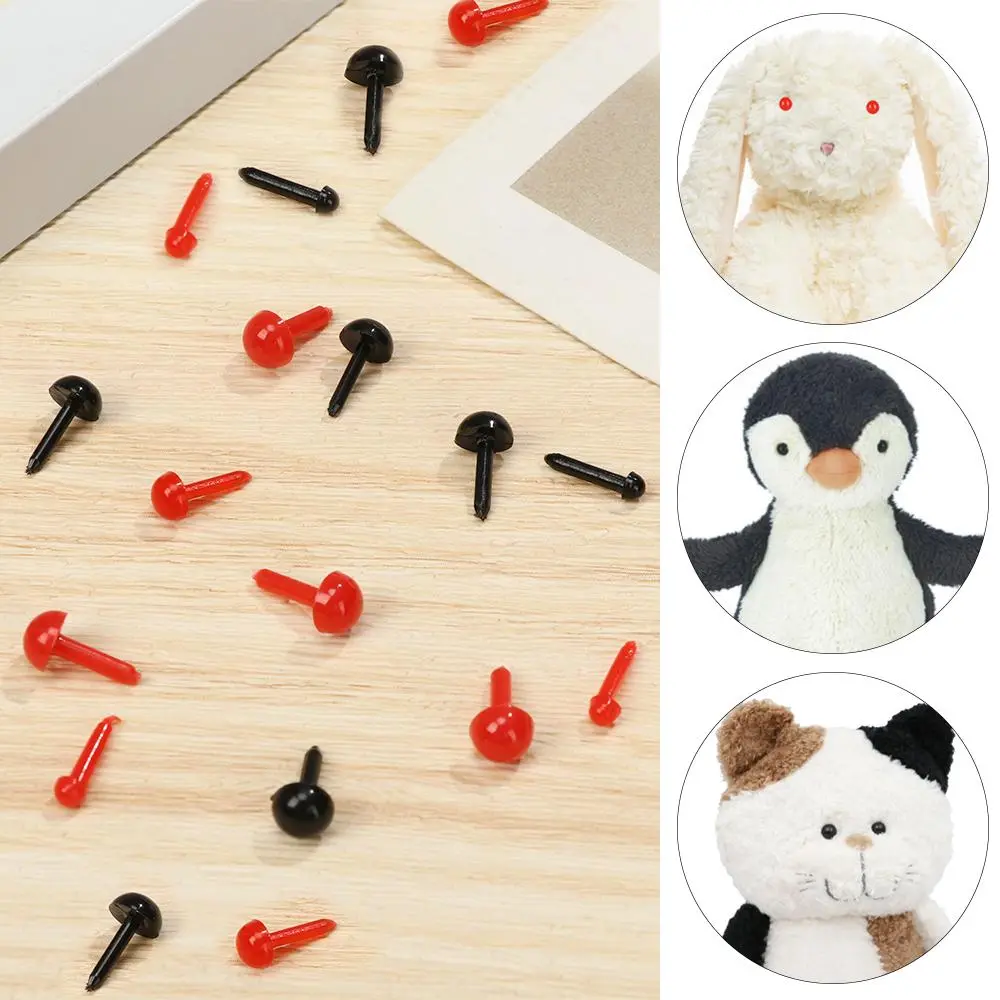 beyonday 100pcs/bag Black/Red 3mm/4mm/5mm/6mm Safety Round Nose Plush Doll Eyes Stuffed Doll Eyes Animals Noses Accessories Safety Oval Nose