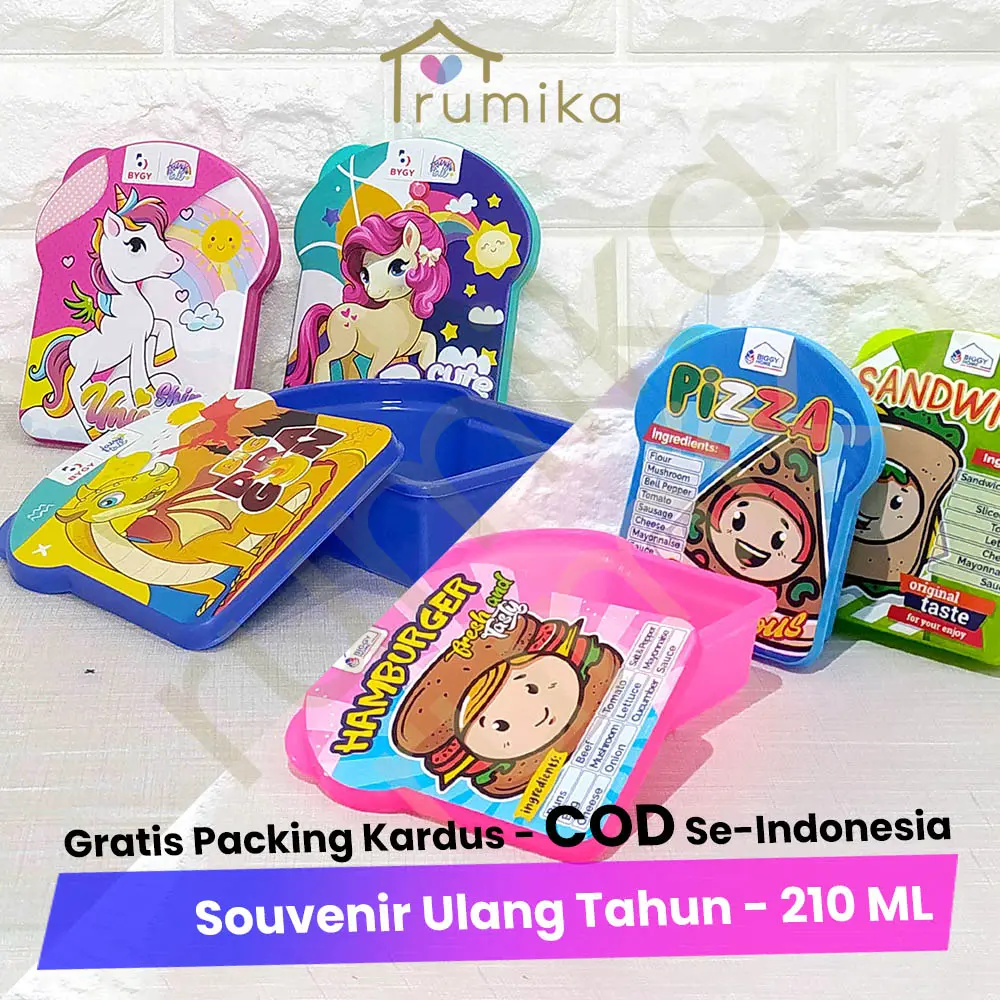 [LUSIN] Lunch Box Gambar Tempat Makan - Mini Bread Souvenir Ulang Tahun isi 12 Pcs