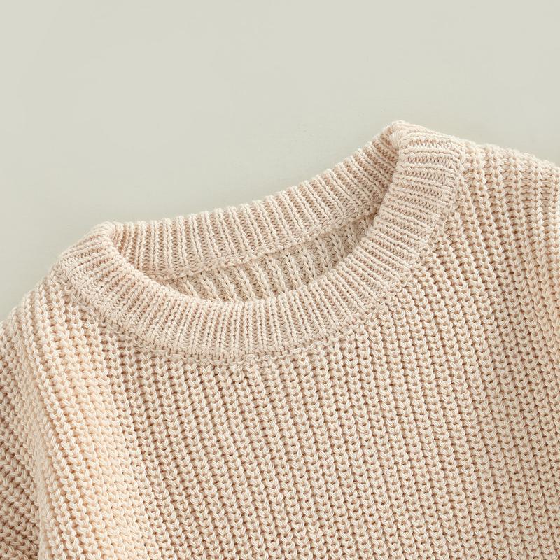 Product Introduction of Toddler Baby Round Neck Sweaters, Long Sleeve Solid Color Loose Knitted Pullovers 54