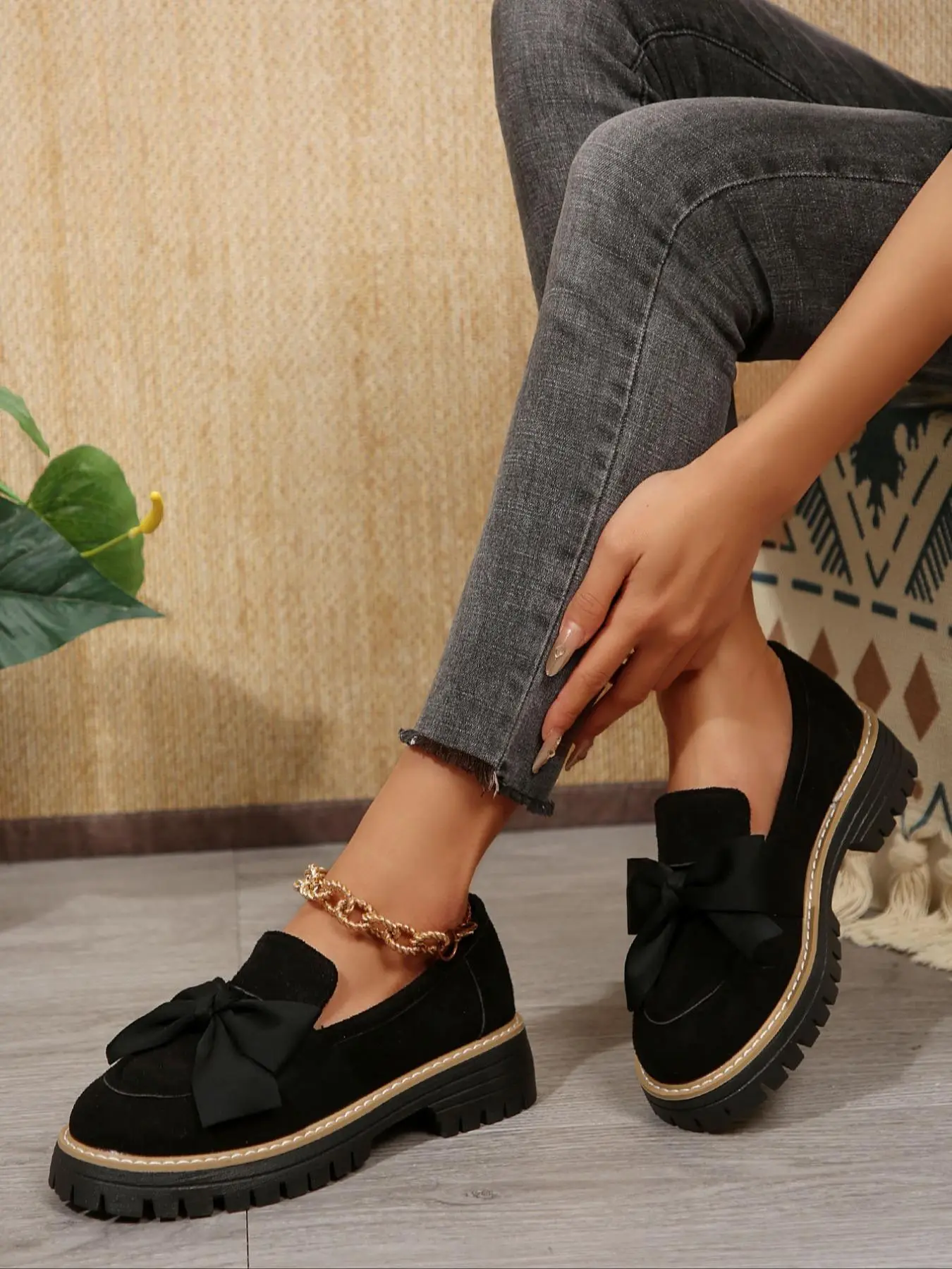 Women's Fashionable Bowknot Design Loafers, Casual Comfortable Shoes for Daily Wear, Female All-match Round Toe Shoes for Daily Wear