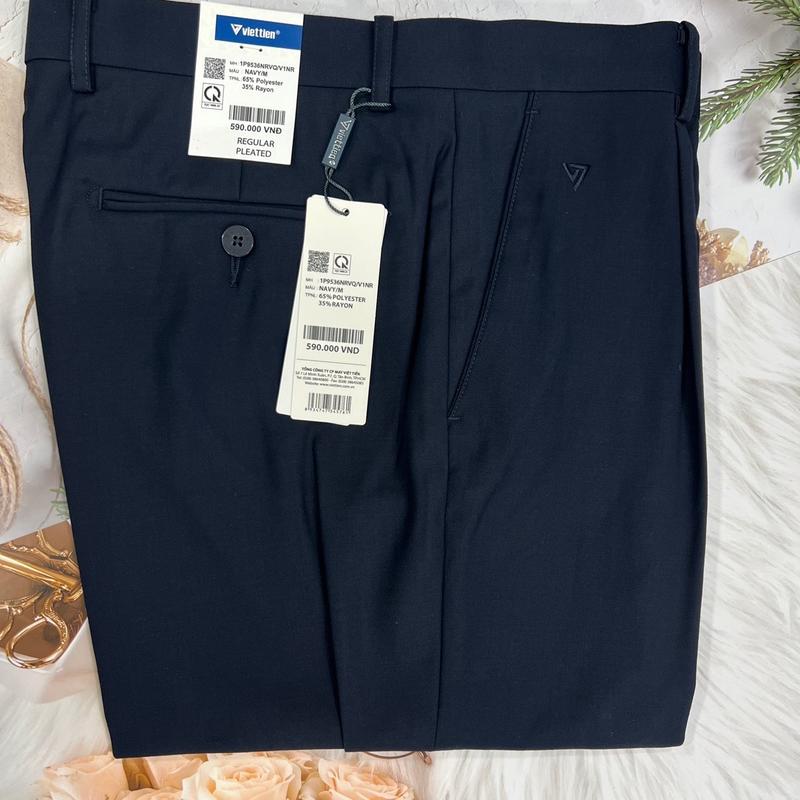 Quần Tây Nam Cao Cấp Viettien Có Ly Xanh Đen Đậm 1P9536