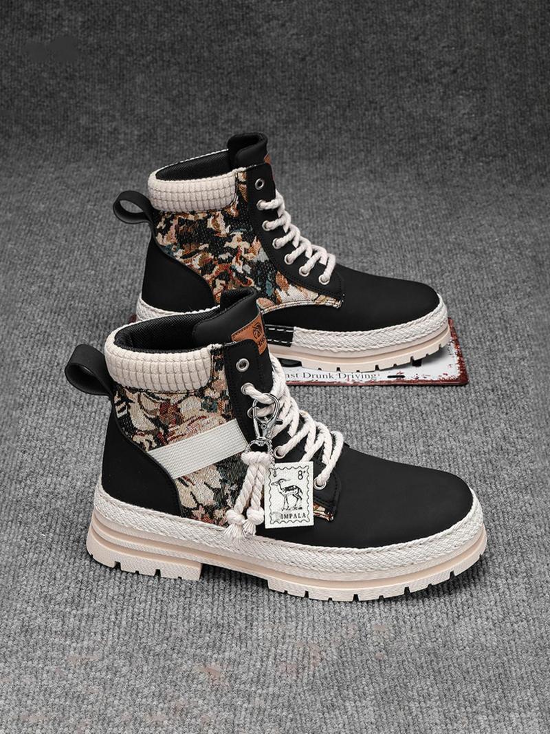 Product Introduction of Unisex's Fashionable Patchwork Design Lace Up Hiking Shoes, Casual Sporty Outdoor Shoes for Men & Women, Breathable Comfortable Sports Shoes for Daily Wear 8