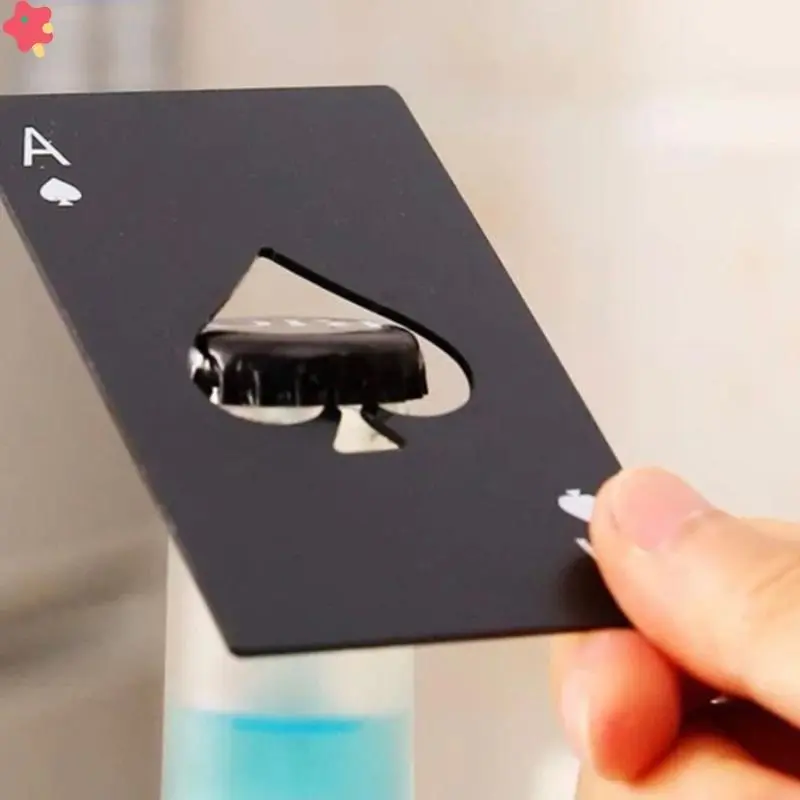 A Of Spades Bottle Opener, Poker Shaped, Stainless Steel Home Tools, Wine Beer, Black Peach A 1Pcs Playing Cards A Bottle Opener YDEA1-SG