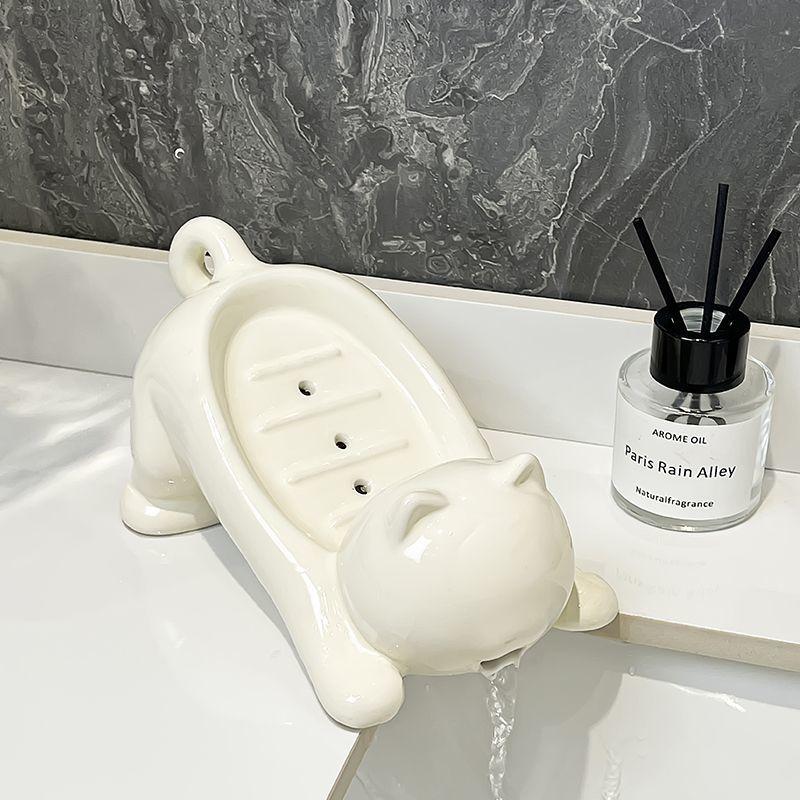 Product Introduction of Soap Dish Household Punch-Free Hand Washing Washstand Ceramic Soap Box Toilet Soap Draining Rack 0
