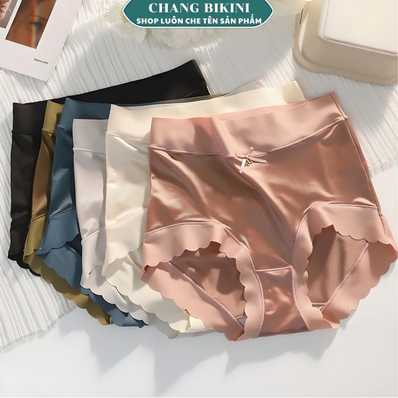 Bộ 5 quần lót nữ su lụa Satin viền sóng cạp cao Gen bụng tàng hình - Thương hiệu uy tín - Women quần _
