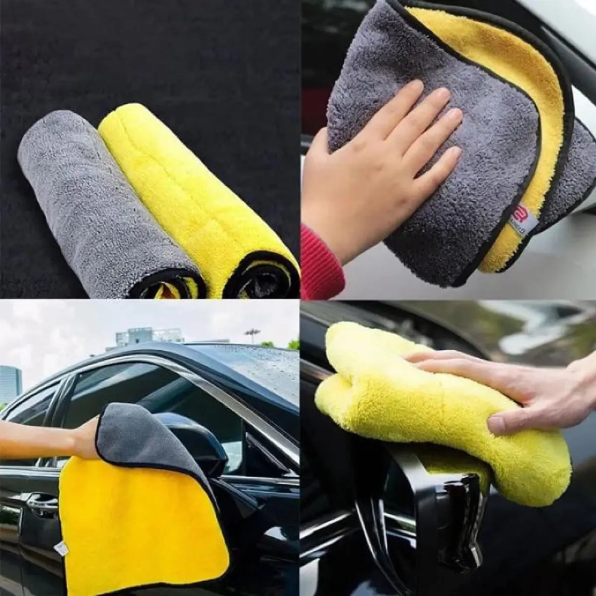 (SP) KAIN MICROFIBER 30X30 CM SERBAGUNA / KAIN LAP MOBIL MOTOR 2 SISI 30 X 30 KUNING MULTIFUNGSI