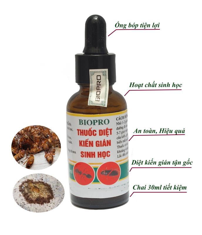 Chai 30ml. Thuốc diệt kiến gián sinh học Biopro Dạng đầu bóp tiện lợi Diệt sạch tận gốc kiến gián an toàn hiệu quả cao Nhang