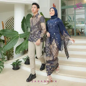 IZARABATIK - Zenia Navy Set Kebaya Batik Modern Couple Wisuda Lamaran Full Payet Tunangan Kondangan Bridesmaid