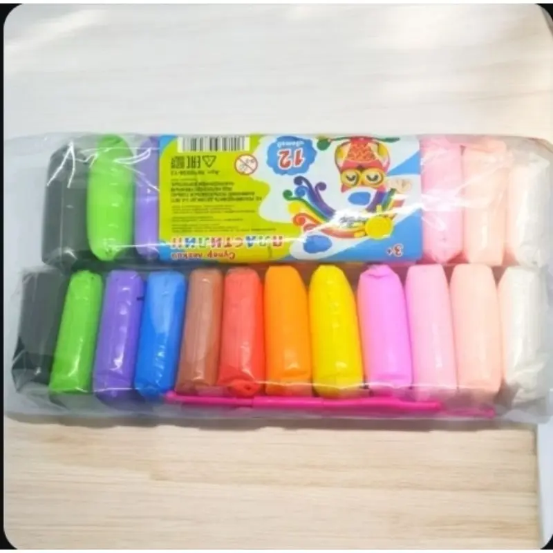 mainan anak clay 12 in 1 clay polymery super Light rainbow clay warna warni mainan lilin playstisin clay anak import murah grosir Banjarmasin mainan anak viral termurah 3
