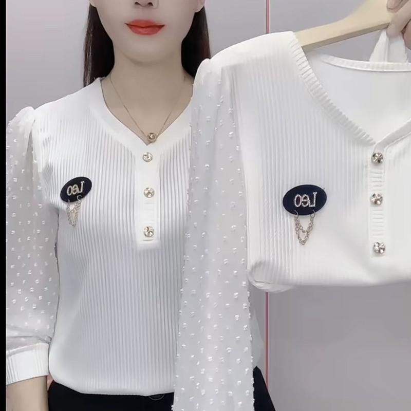 Áo Nữ Nhỏ Phong Cách Thanh Lịch, Hàng Mới Về, Màu Trơn Dài Tay, Dệt Kim Cơ Sở 2