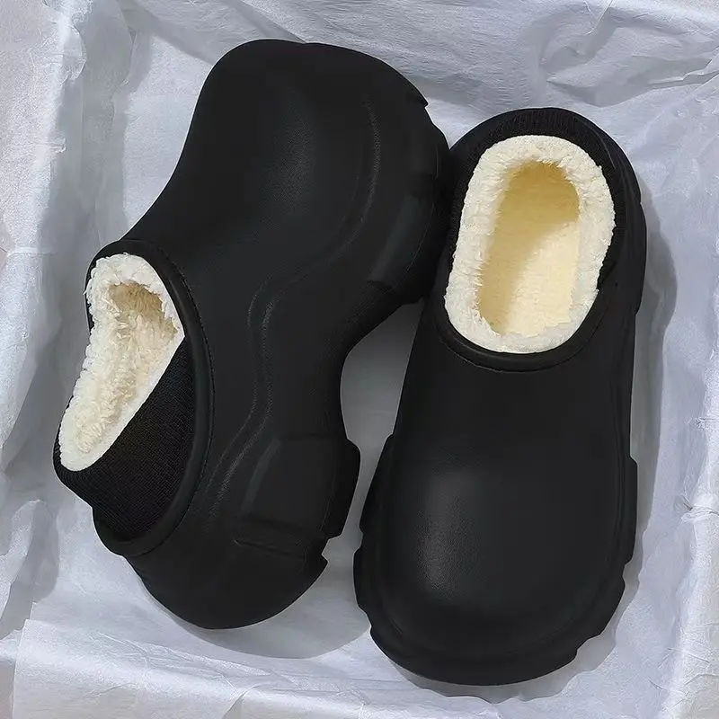 Dép bông đế dày mùa đông ngoài trời chống trượt trong nhà tăng chiều cao giữ ấm dép nhung khóa bên trong dép sandal dễ thương Slipper Nữ