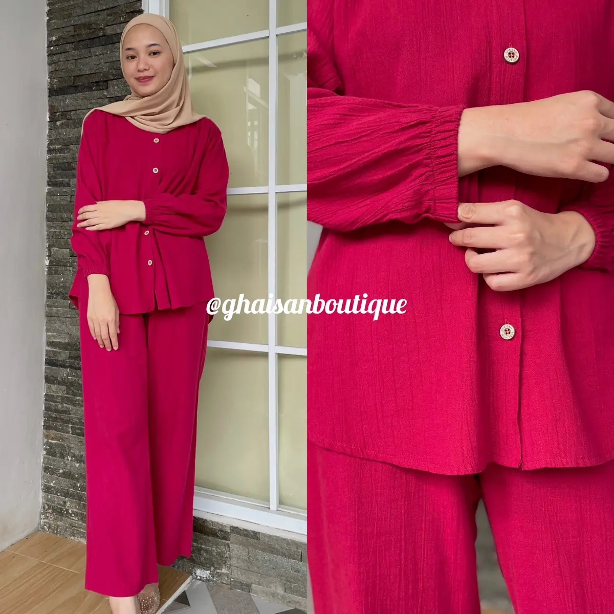 Zahra One Set || Satu Set blouse dan celana kulot by ghaisanboutique Atasan Karet