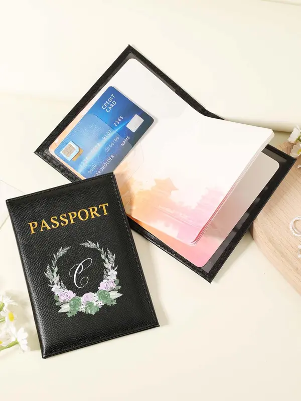 Letter Pattern Passport Case, Multi Card PU Passport Cover, Lightweight and Portable Passport Holder, Suitable for Easy Storage of ID Cards and Documents When Going Out 7