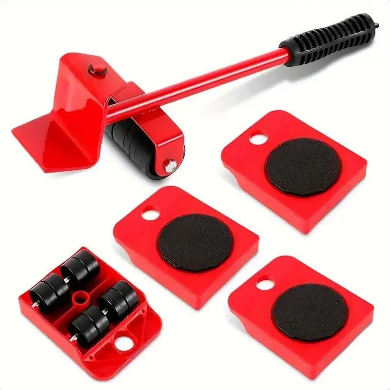 Furniture Lifter Set with 360 Degree Rotatable Pads, 1 Set Stainless Steel Construction Lifting Capacity, Non-slip Handle, Strong Wheels, Easy Movement for Heavy Objects, Home Moving Helper