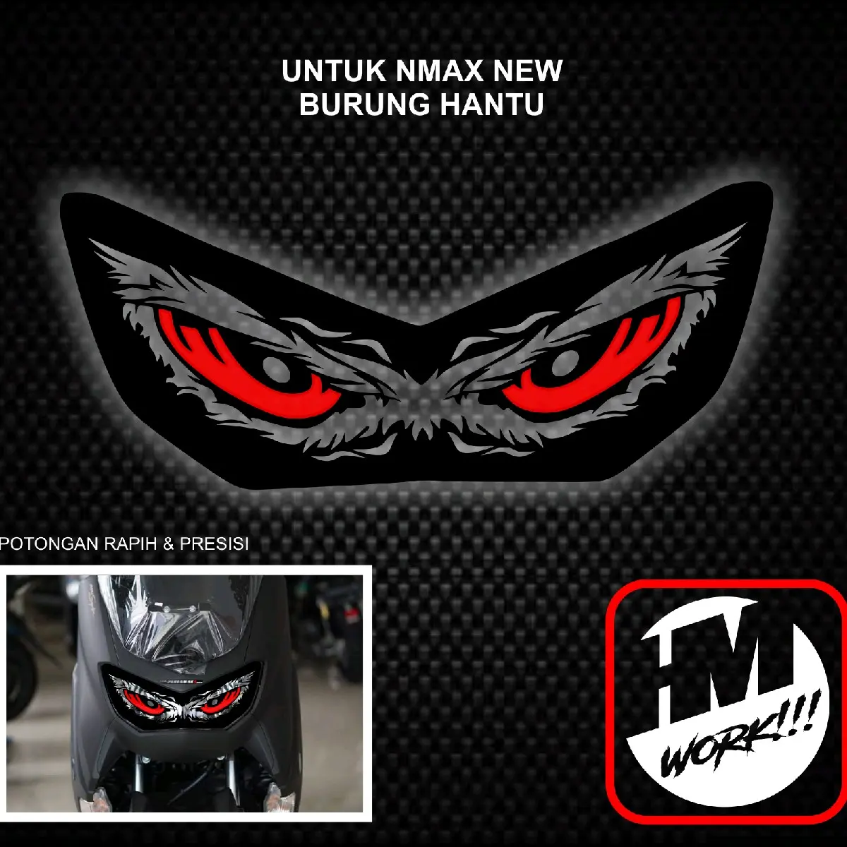 STICKER LAMPU NMAX NEW MATA BURUNG HANTU