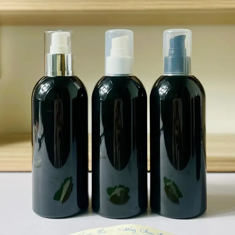 Chai Lọ Nhựa Cocoon Màu Đen 300ml Đủ Kiểu Vòi Nhấn-Xịt Phun Sương-Nắp Bật-Vặn-Khoá Vàng,Bạc-Vòi Nhấn Cao Cấp-Chất Lượng đựng ủ tóc bình 2