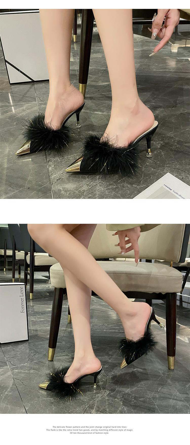 Product Introduction of Dép Lê Có Tóc Baotou, Dành Cho Nữ, Phong Cách Mới 2024, Mũi Nhọn, Mũi Kim Loại, Gót Mỏng, Ngọt Ngào Và Thanh Lịch, Thích Hợp Cho Phong Cách Lười Biếng Và Nửa Trái Tim 24