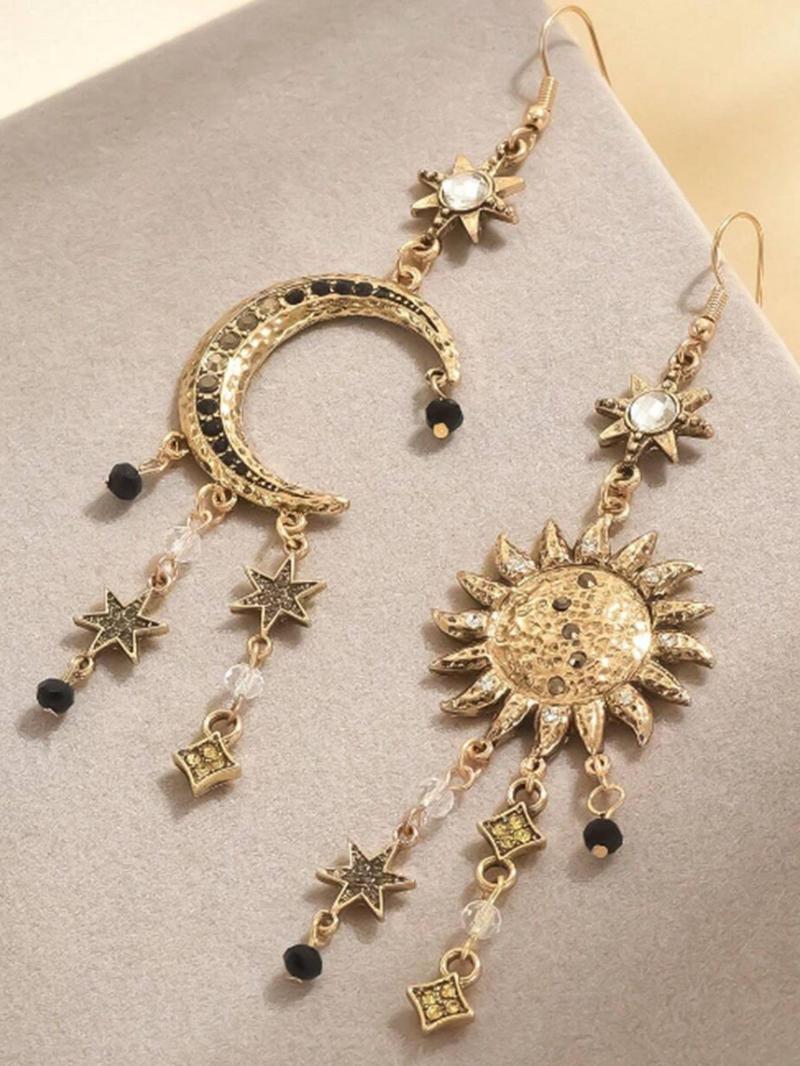 Product Introduction of Vintage Sun & Moon Design Dangle Earrings, Fashion Jewelry for Party, Daily Clothing Decor, Trendy All-match & Exquisite Jewelry for Birthday Gift 3