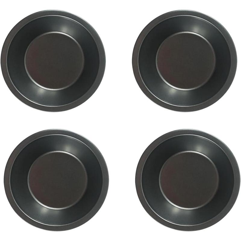 TikTok Shop 5 Inch Carbon Steel Mini Pie Pans 4 Pack Small Round Metal Pie Plate Nonstick Individual Pie Tins Baking Dish Durable Pot Pie Tin for Baking Pies Crust Tarts Pizza Bread Meat