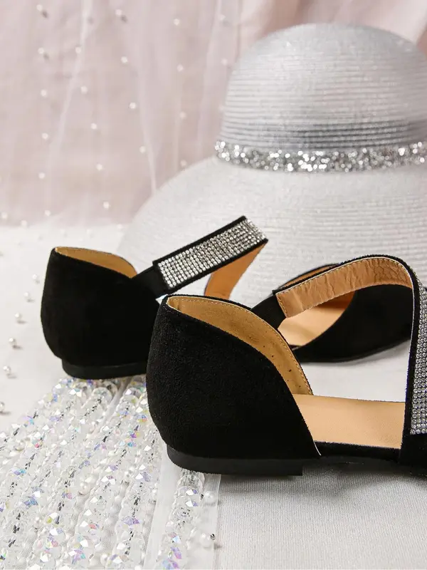Women's Fashionable Rhinestone Decorated Pointed Toe Flat Shoes, Elegant Casual Slip on Shoes for Party, Daily Clothing Decor for Women & Girls, Footwear 1