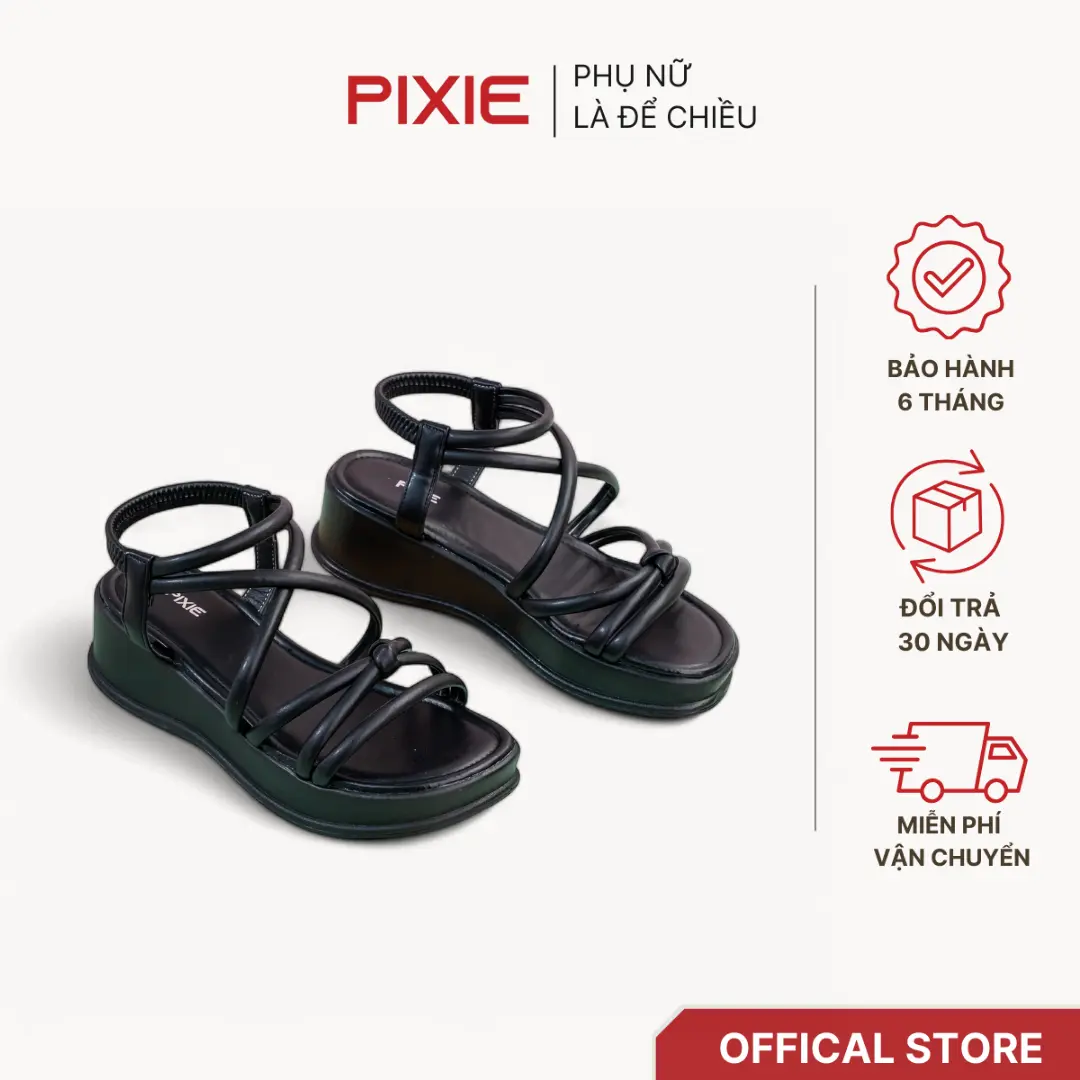 Giày Sandal Đế Xuồng 5cm Quai Chéo Hậu Thun Pixie H316