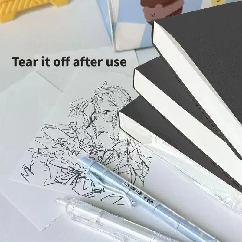 A6 Portable Blank Sketchbook, 1 Count 200 Sheets Thickened Graffiti Sketchbook, Tearable Drawing Paper Sketchbook for Students School Office 3