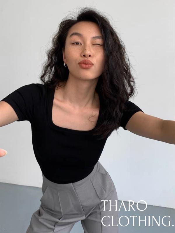 Bodysuit, Áo Liền Thân Cổ Vuông Tay Ngắn - Tharo Clothing [AO00159]