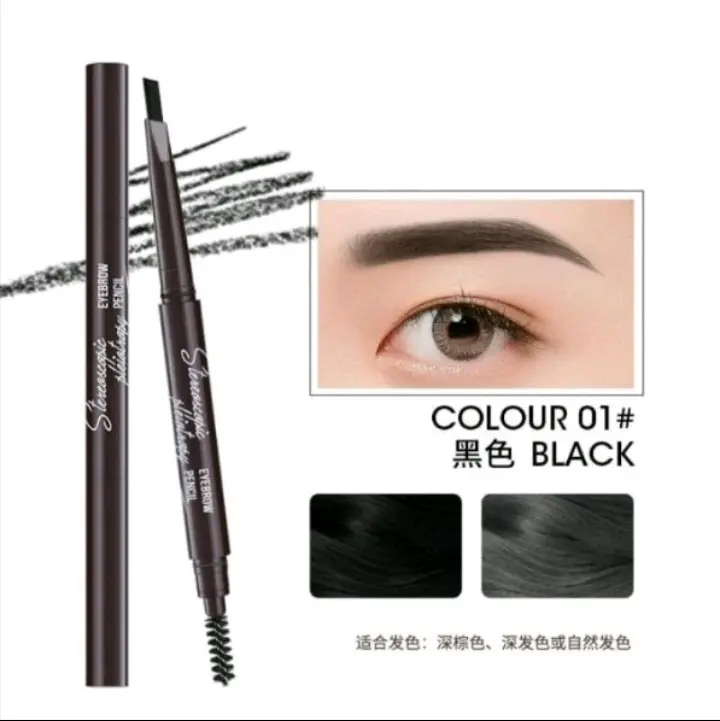 Pensil Alis 2in1 waterprof Putar Otomatis Eyebrow Pencil dengan Sikat Alis