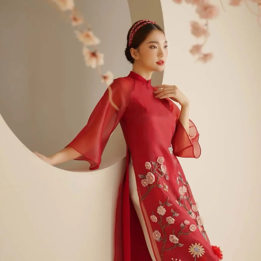 Áo dài cách tân xinh đính kết